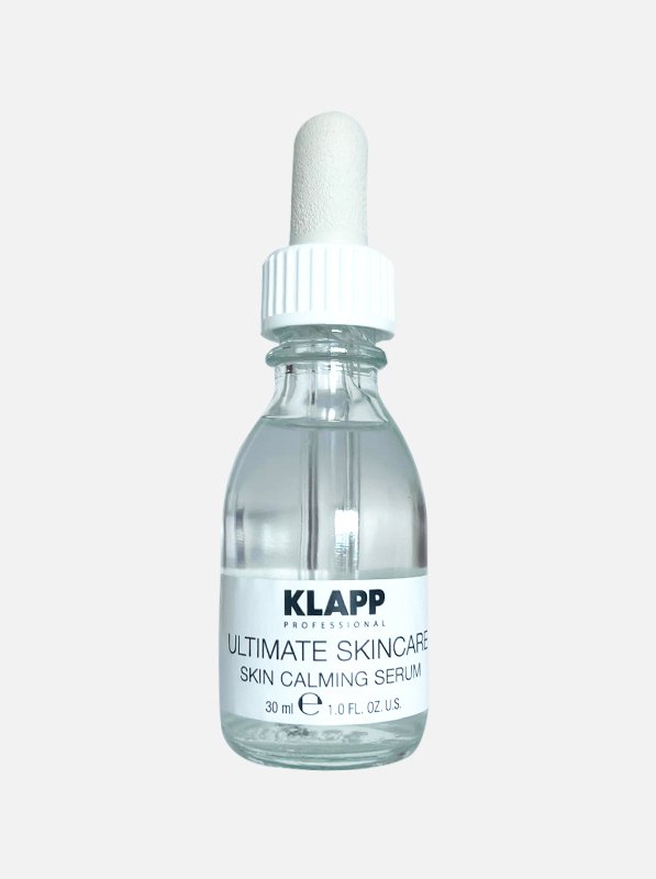 Klapp Professional Ultimate Skincare Skin Calming Serum in a clear dropper bottle, 30ml size for soothing skin care.