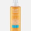 KLAPP Immun Sun Body Protection Spray with SPF 50 in an orange bottle, offering high sun protection for the skin.