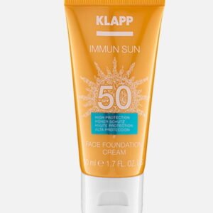 KLAPP Immun Sun Face Foundation Cream with SPF 50, offering high protection for the skin in a 50 ml tube, suitable for daily use.